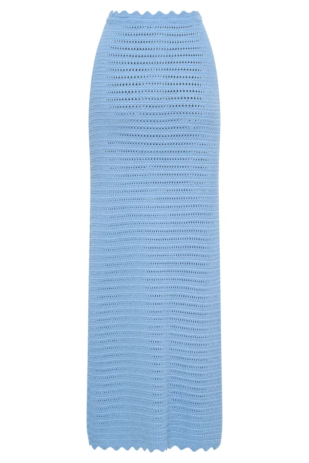 Women Meshki Bottoms Jadia Crochet Fishtail Maxi Skirt 8211 Cornflower Blue