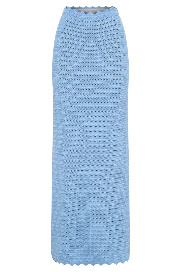Women Meshki Bottoms Jadia Crochet Fishtail Maxi Skirt 8211 Cornflower Blue