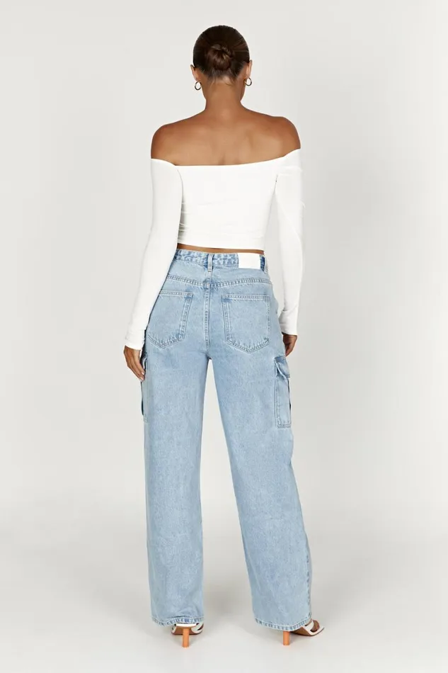 Women Meshki Bottoms Jagger Mid Rise Oversized Denim Jean 8211 Mid Blue
