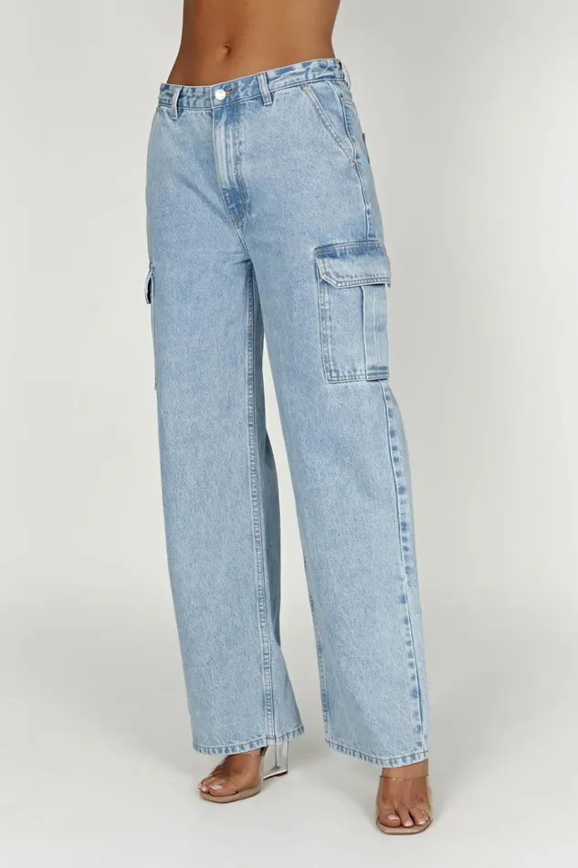 Women Meshki Bottoms Jagger Mid Rise Oversized Denim Jean 8211 Mid Blue