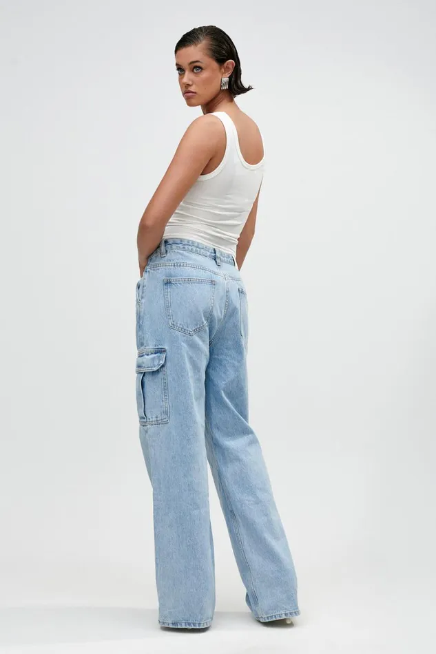 Women Meshki Bottoms Jagger Mid Rise Oversized Denim Jean 8211 Mid Blue