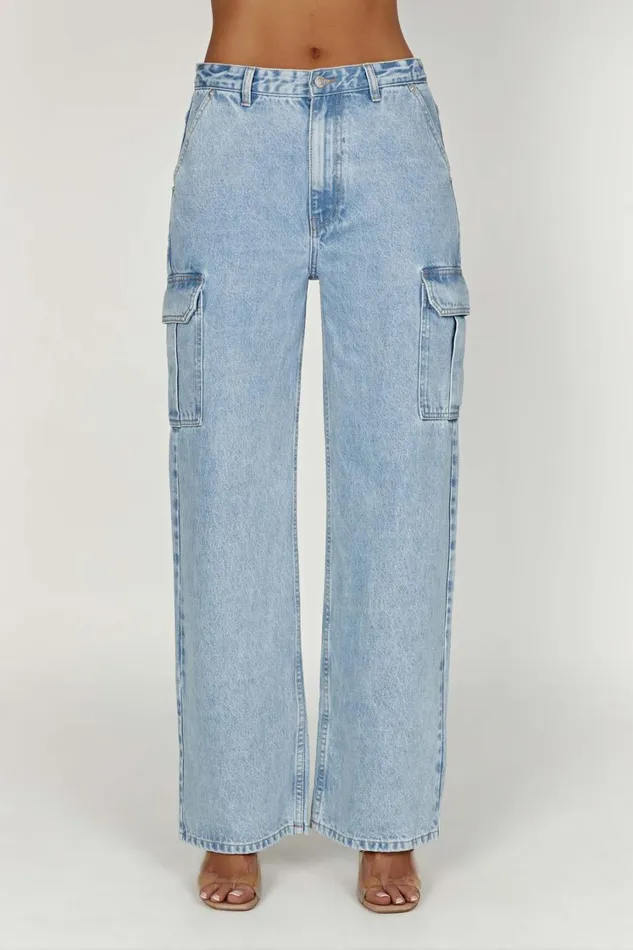 Women Meshki Bottoms Jagger Mid Rise Oversized Denim Jean 8211 Mid Blue