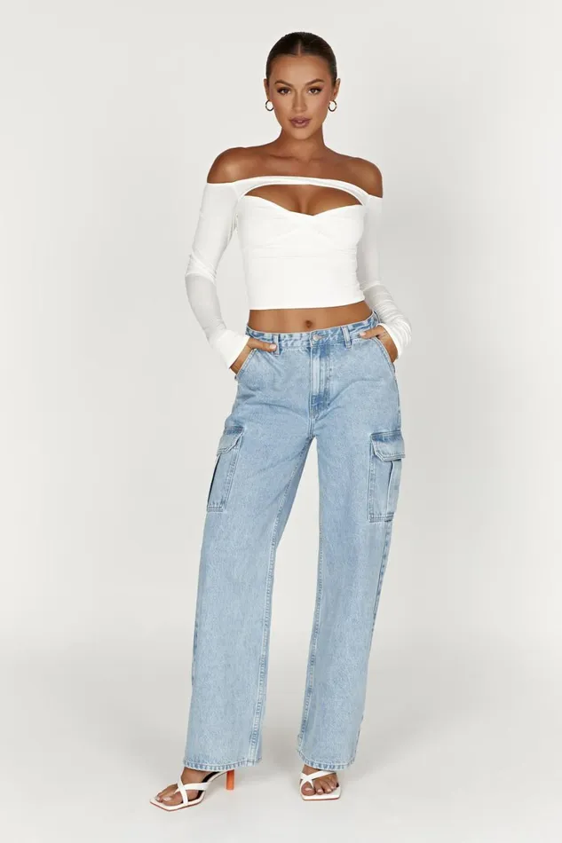 Women Meshki Bottoms Jagger Mid Rise Oversized Denim Jean 8211 Mid Blue