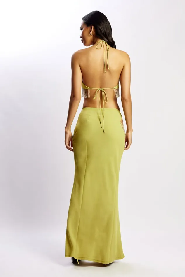 Women Meshki Bottoms Jayleen Maxi Skirt With Fringe 8211 Chartreuse Women Meshki Bottoms Jayleen Maxi Skirt With Fringe 8211 Chartreuse