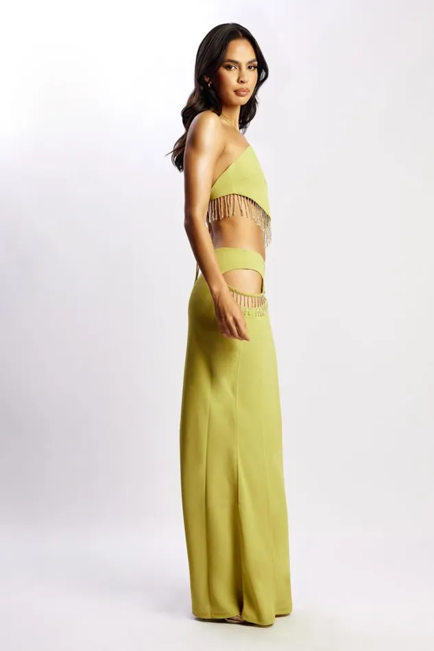 Women Meshki Bottoms Jayleen Maxi Skirt With Fringe 8211 Chartreuse Women Meshki Bottoms Jayleen Maxi Skirt With Fringe 8211 Chartreuse