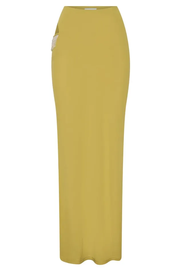 Women Meshki Bottoms Jayleen Maxi Skirt With Fringe 8211 Chartreuse Women Meshki Bottoms Jayleen Maxi Skirt With Fringe 8211 Chartreuse