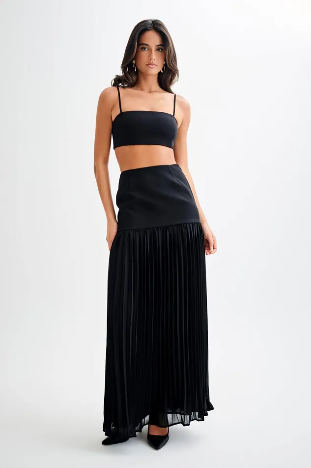 Women Meshki Bottoms Jillian Pleated Maxi Skirt 8211 Black