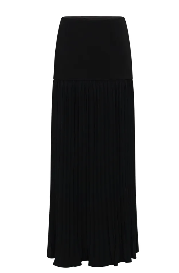Women Meshki Bottoms Jillian Pleated Maxi Skirt 8211 Black