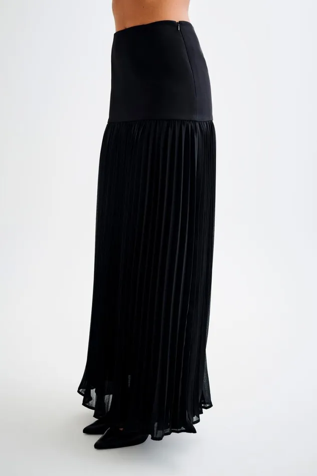 Women Meshki Bottoms Jillian Pleated Maxi Skirt 8211 Black