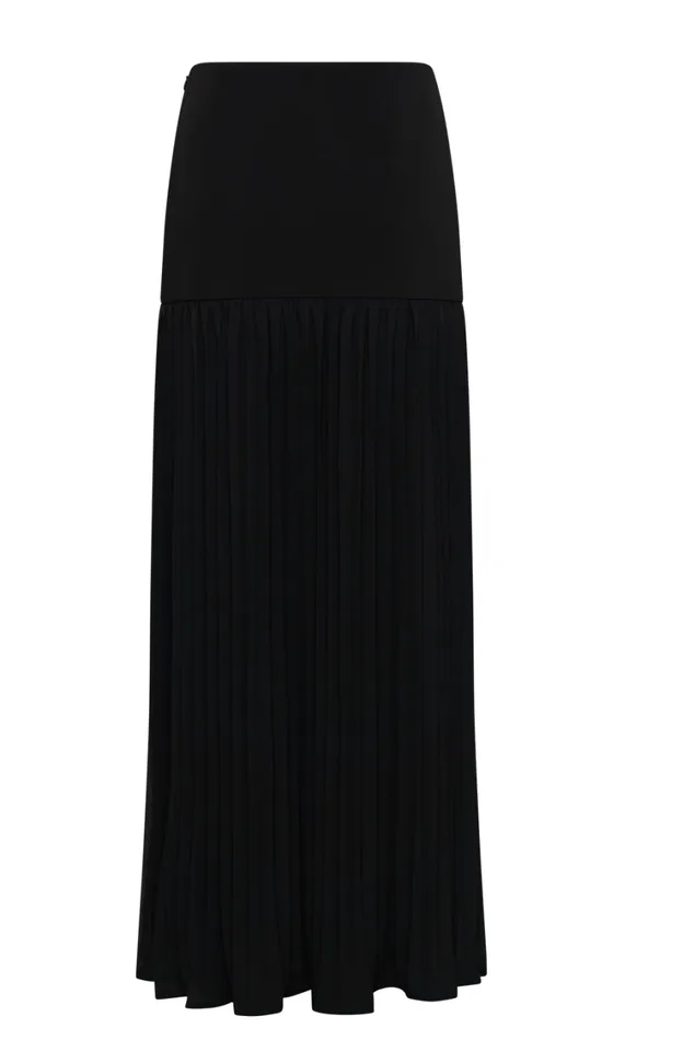 Women Meshki Bottoms Jillian Pleated Maxi Skirt 8211 Black