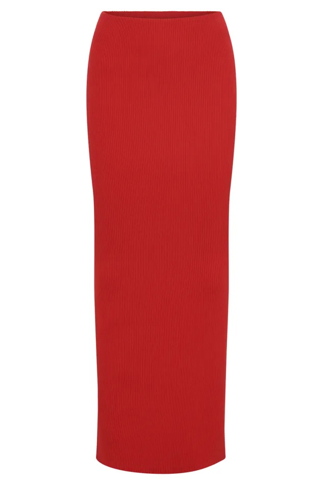 Women Meshki Bottoms Kaesha Split Maxi Knitted Skirt 8211 Red