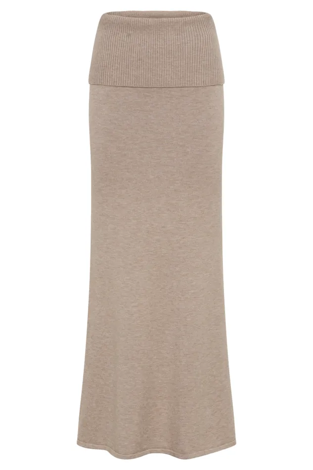 Women Meshki Bottoms Karlie Knit Maxi Skirt With Ribbed Waist 8211 Taupe Marle
