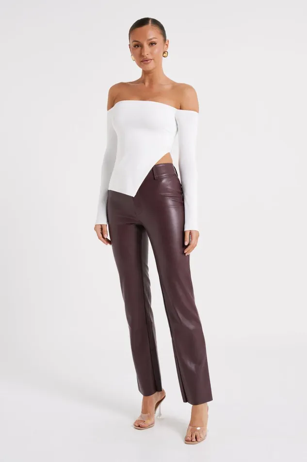 Women Meshki Bottoms Laurette Faux Leather Straight Leg Pant 8211 Dark Chocolate