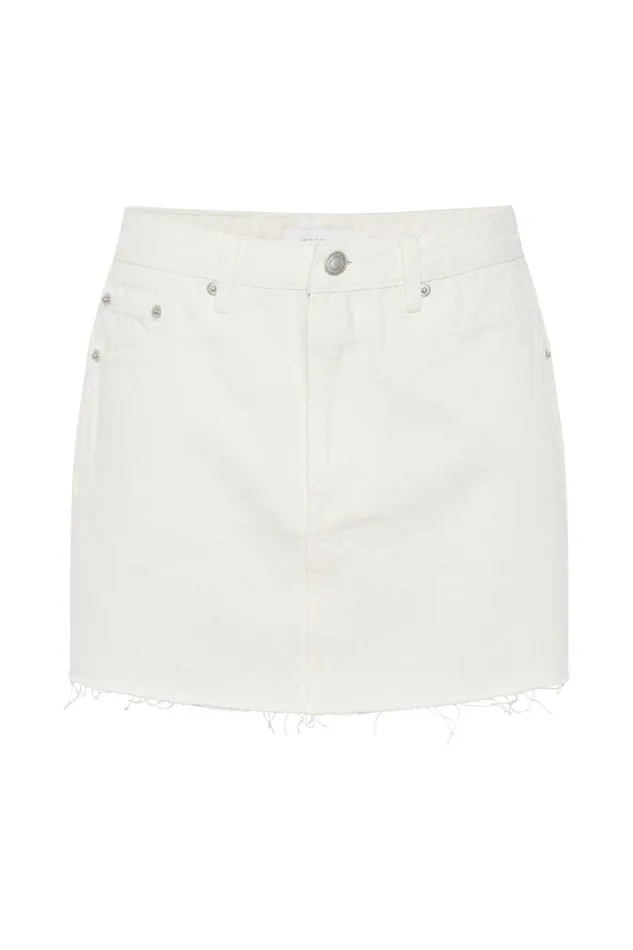 Women Meshki Bottoms Lennon Mid Rise Denim Mini Skirt 8211 Ecru