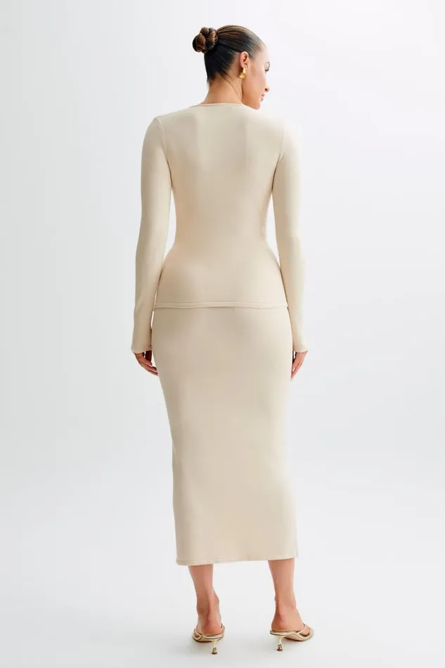 Women Meshki Bottoms Maisie Buttoned Knit Maxi Skirt 8211 Cream