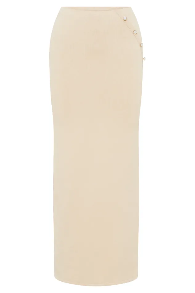 Women Meshki Bottoms Maisie Buttoned Knit Maxi Skirt 8211 Cream