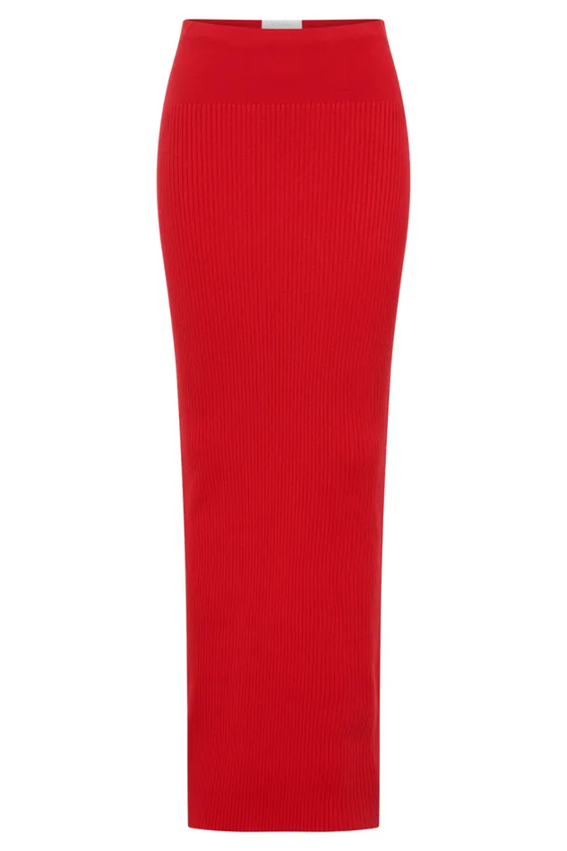 Women Meshki Bottoms Mathilde Ribbed Knit Maxi Skirt 8211 Ruby