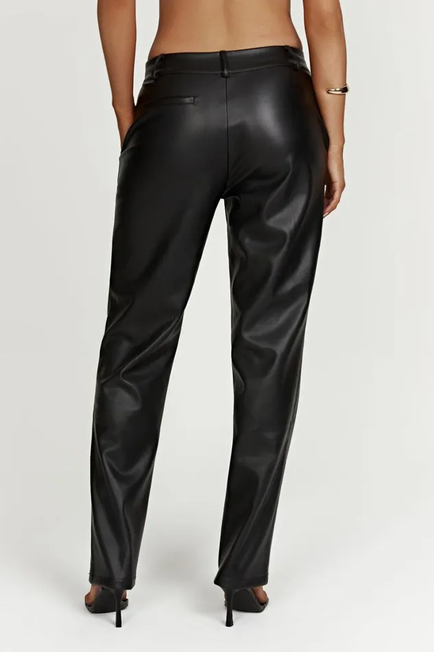 Women Meshki Bottoms Matilda Slouchy Low Rise Faux Leather Pant 8211 Black