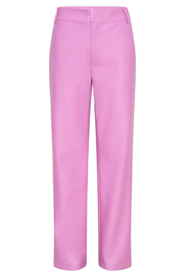 Women Meshki Bottoms Matilda Slouchy Low Rise Faux Leather Pant 8211 Rose Pink