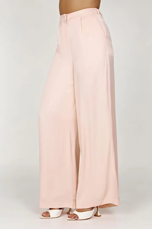 Women Meshki Bottoms Nour Satin Wide Leg Pant 8211 Apricot