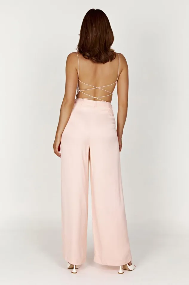 Women Meshki Bottoms Nour Satin Wide Leg Pant 8211 Apricot