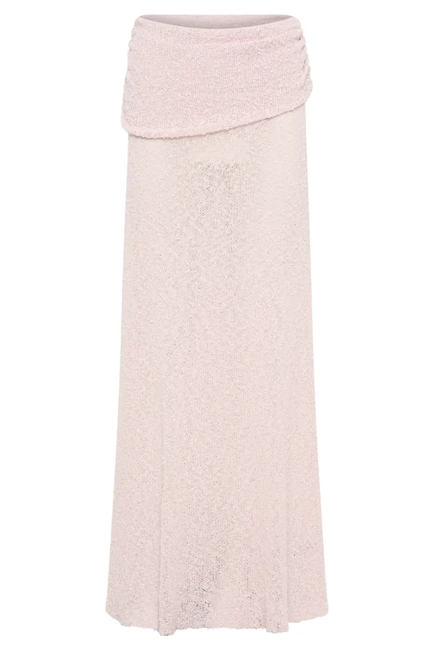 Women Meshki Bottoms Petra Ruched Knit Maxi Skirt 8211 Misty Rose