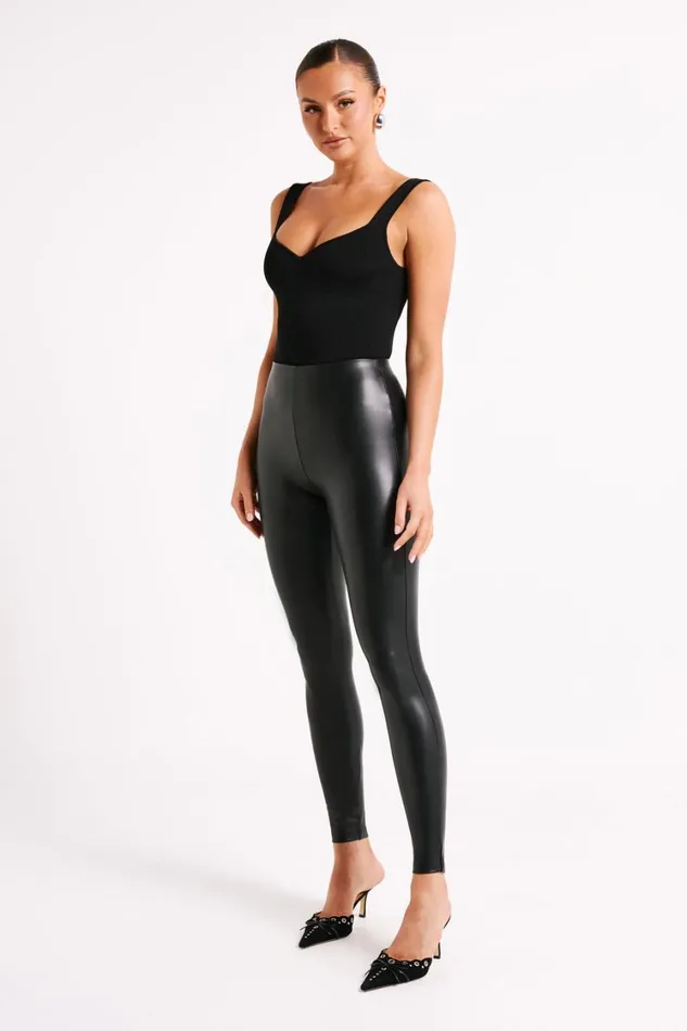 Women Meshki Bottoms Philippa Faux Leather Skinny Pant 8211 Black