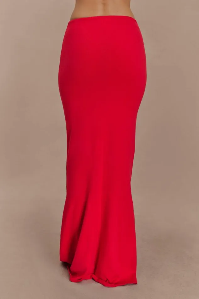 Women Meshki Bottoms Polly Knit Maxi Skirt 8211 Red