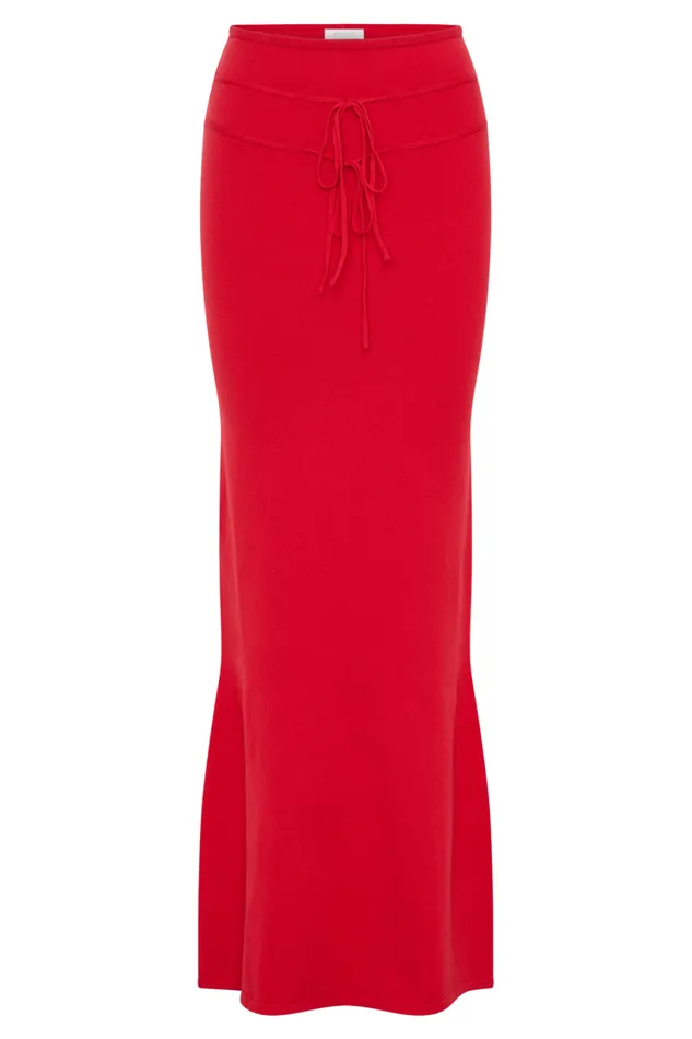 Women Meshki Bottoms Polly Knit Maxi Skirt 8211 Red