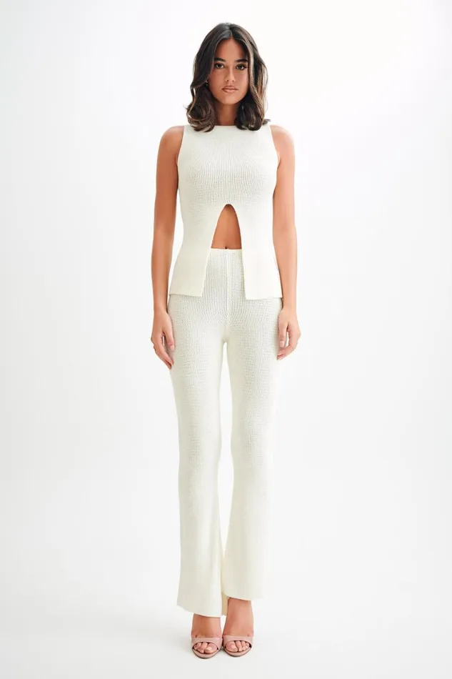 Women Meshki Bottoms Ridley Straight Leg Knit Pant 8211 Ivory