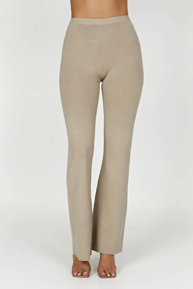 Women Meshki Bottoms Rosetta Flare Knit Pants 8211 Taupe