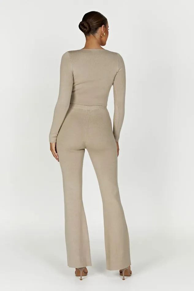Women Meshki Bottoms Rosetta Flare Knit Pants 8211 Taupe