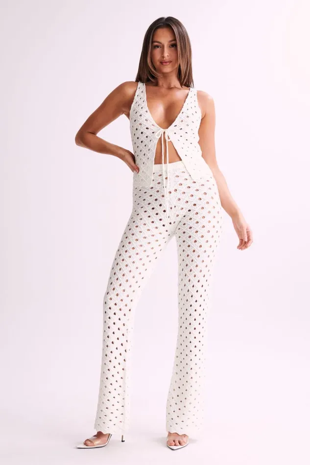 Women Meshki Bottoms Santana Crochet Pants 8211 Ivory