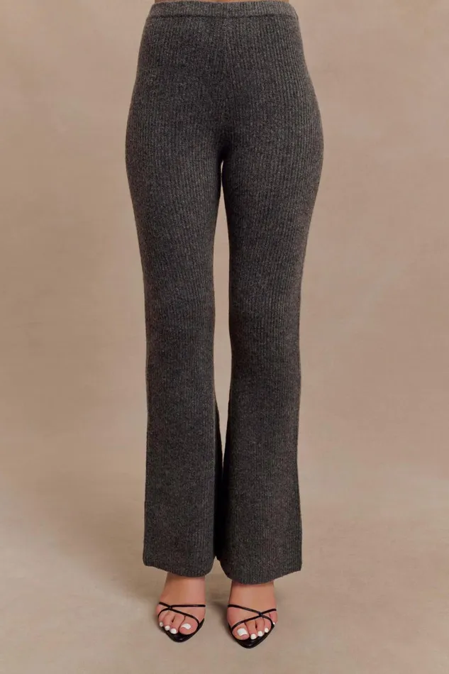 Women Meshki Bottoms Shyann Straight Leg Knit Pant 8211 Charcoal Marle