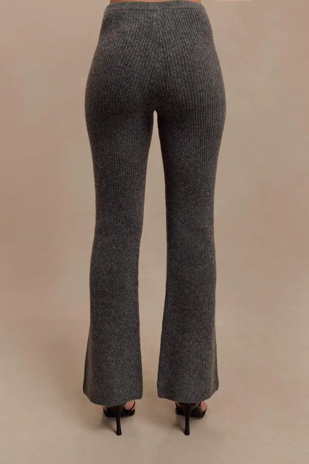 Women Meshki Bottoms Shyann Straight Leg Knit Pant 8211 Charcoal Marle