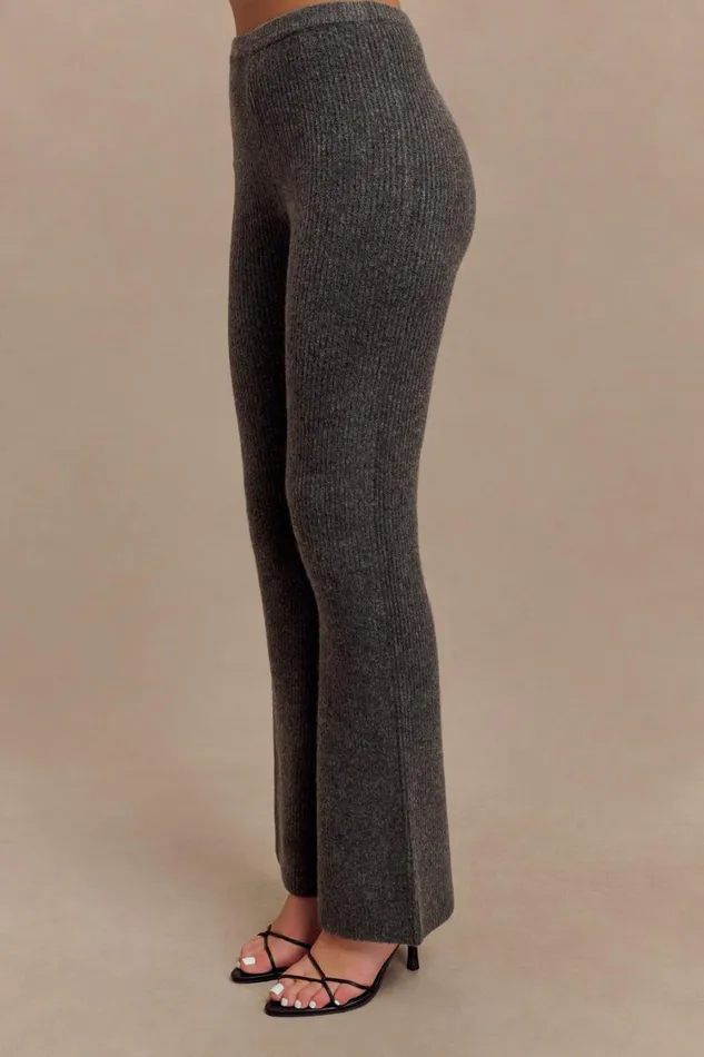 Women Meshki Bottoms Shyann Straight Leg Knit Pant 8211 Charcoal Marle