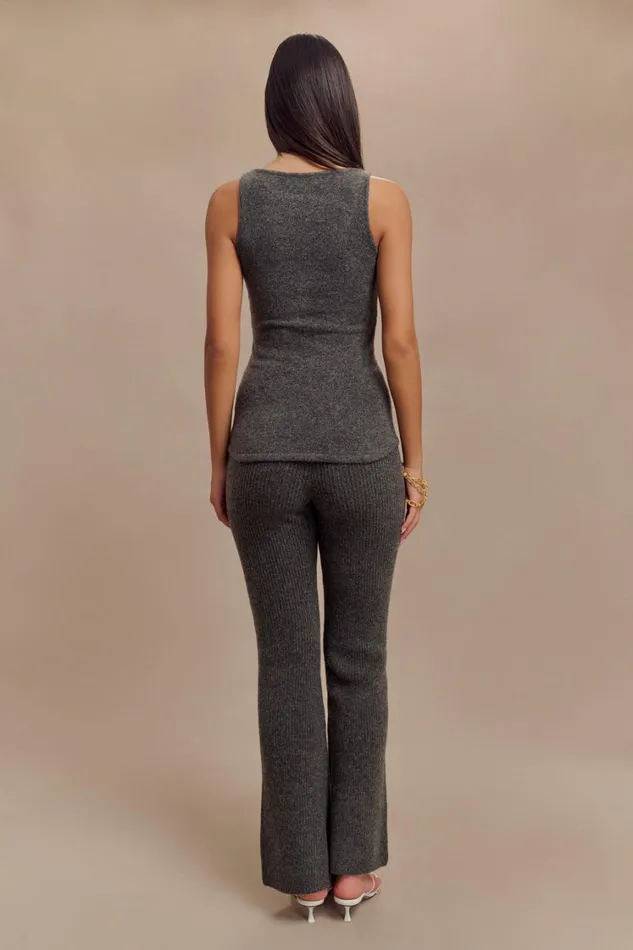Women Meshki Bottoms Shyann Straight Leg Knit Pant 8211 Charcoal Marle