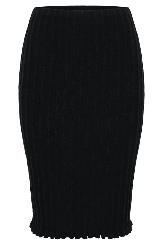 Women Meshki Bottoms Silvia Knit Midi Skirt 8211 Black