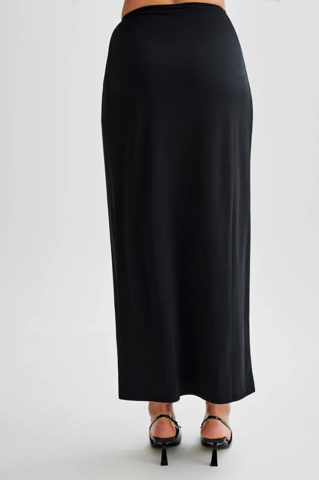 Women Meshki Bottoms Suri Slinky Maxi Skirt With Silver Hardware 8211 Black