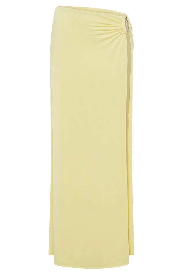 Women Meshki Bottoms Suri Slinky Maxi Skirt With Silver Hardware 8211 Yellow