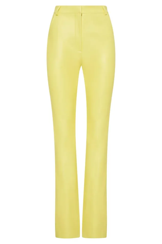 Women Meshki Bottoms Tyra Straight Leg Faux Leather Pants 8211 Lemon Women Meshki Bottoms Tyra Straight Leg Faux Leather Pants 8211 Lemon