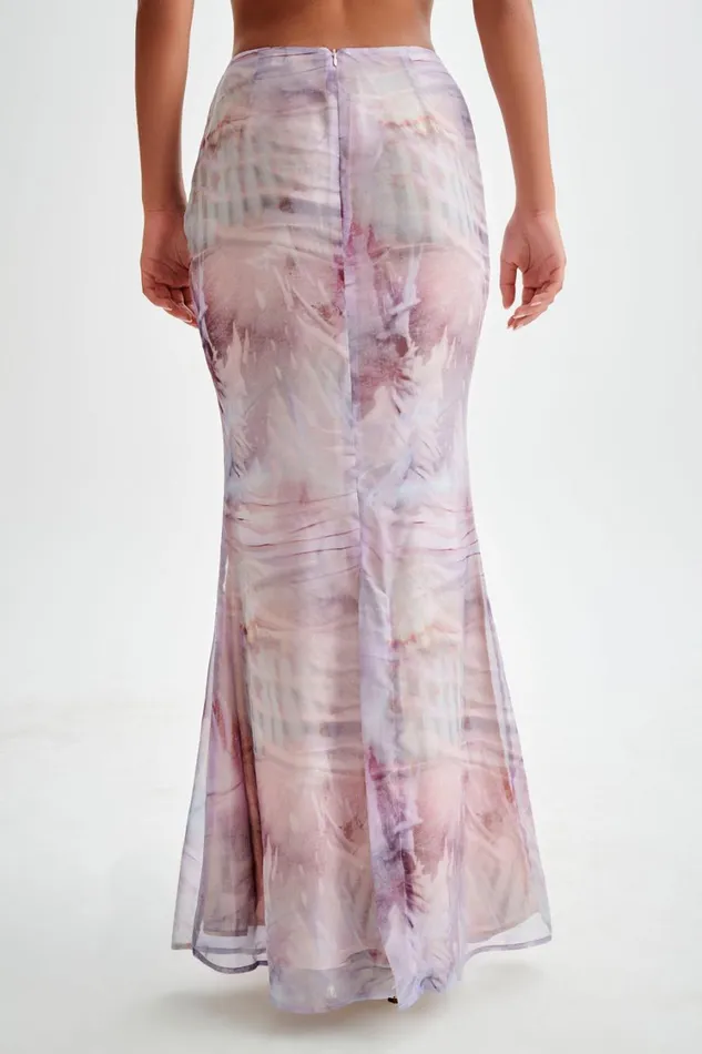 Women Meshki Bottoms Ursula Ruched Maxi Skirt 8211 Mermaid Shell Print