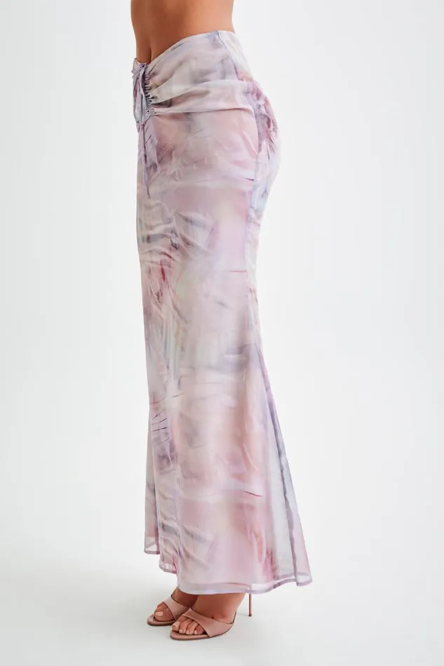 Women Meshki Bottoms Ursula Ruched Maxi Skirt 8211 Mermaid Shell Print