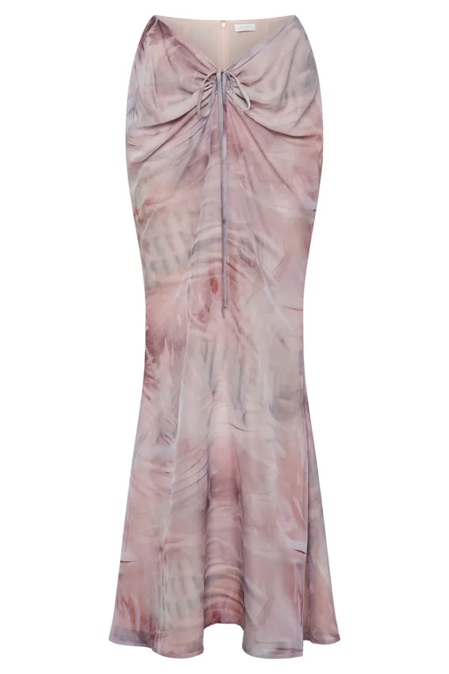Women Meshki Bottoms Ursula Ruched Maxi Skirt 8211 Mermaid Shell Print
