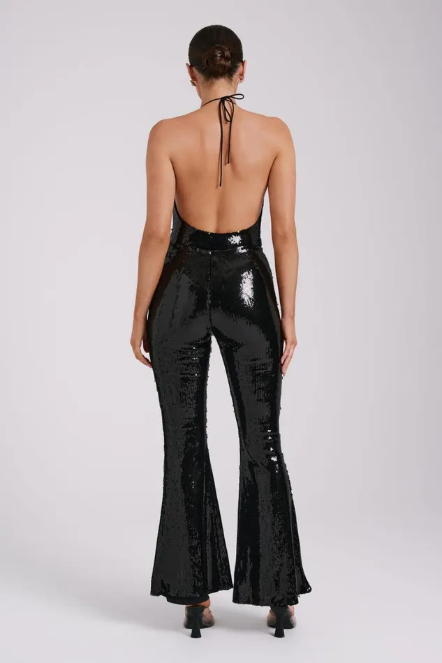 Women Meshki Bottoms Wilma Wide Leg Sequin Pants 8211 Black