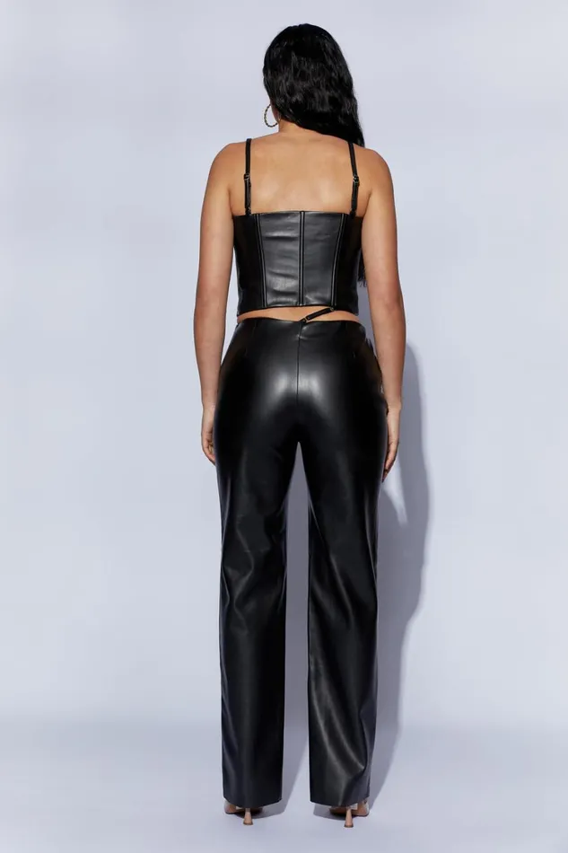 Women Meshki Bottoms Zarsa Wide Leg Mid Rise Pu Pant 8211 Black Women Meshki Bottoms Zarsa Wide Leg Mid Rise Pu Pant 8211 Black