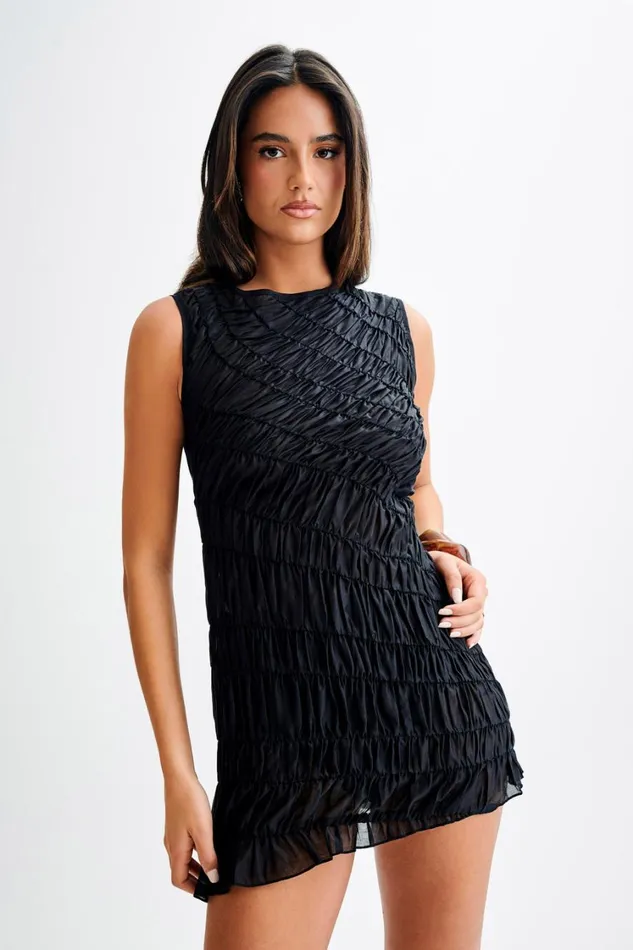 Women Meshki Dresses Adella Gathered Mini Dress 8211 Black