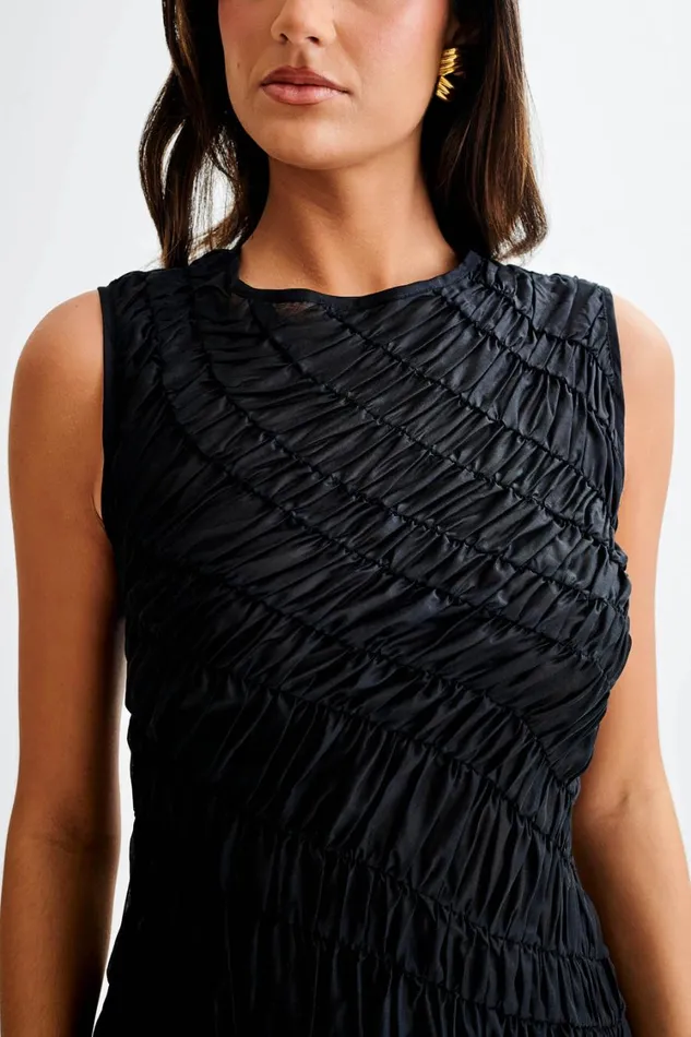 Women Meshki Dresses Adella Gathered Mini Dress 8211 Black