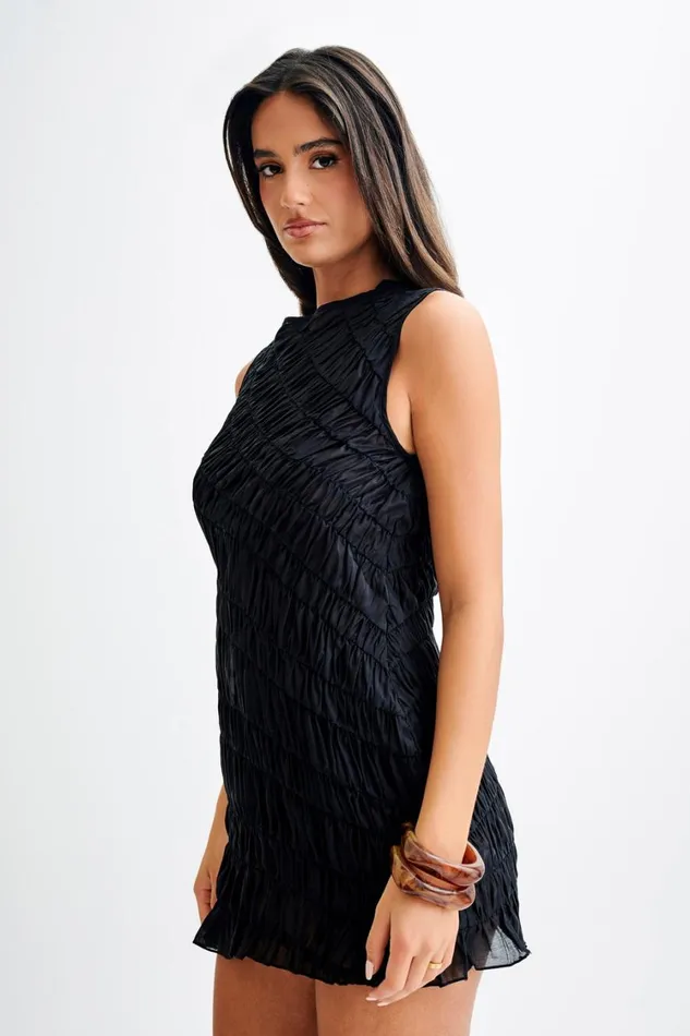 Women Meshki Dresses Adella Gathered Mini Dress 8211 Black