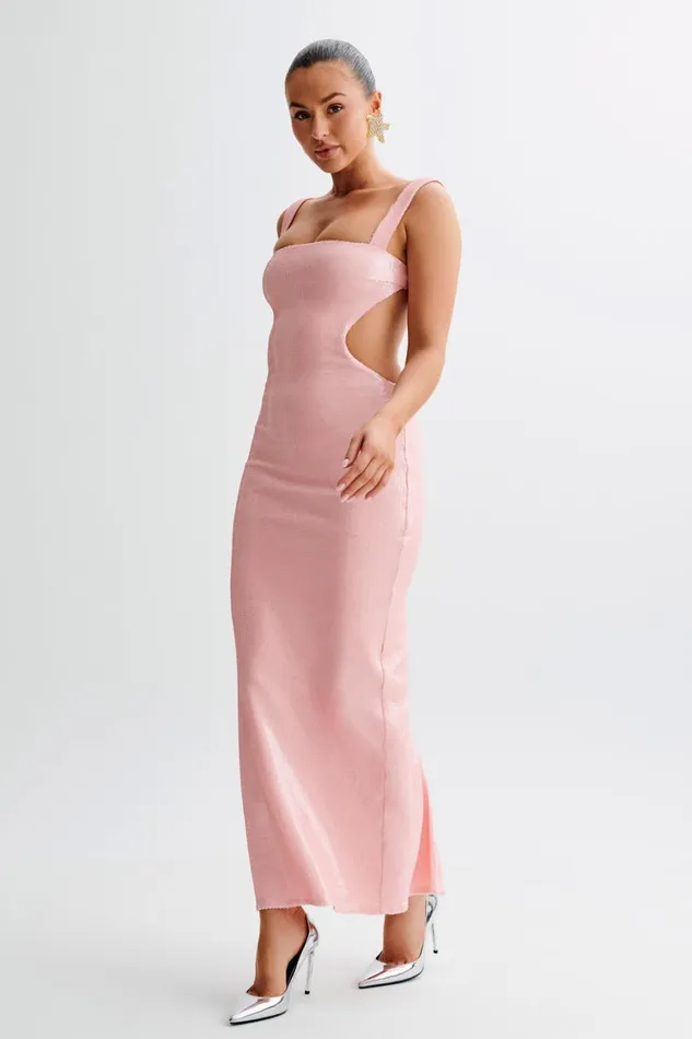 Women Meshki Dresses Adoria Sequin Cut Out Maxi Dress 8211 Pale Pink
